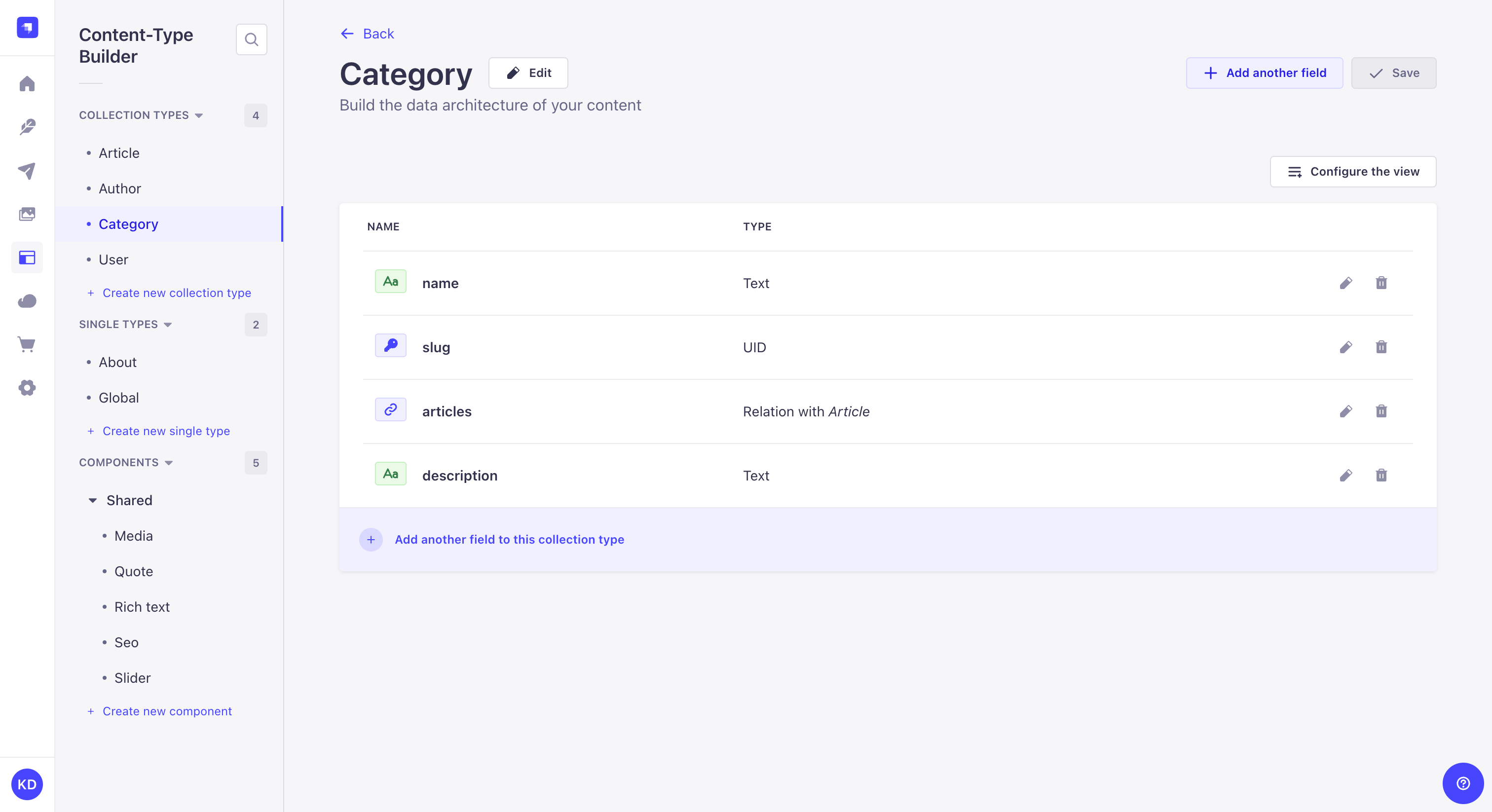 Content-type Builder interface